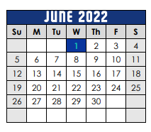 District School Academic Calendar for Lago Vista High School for June 2022