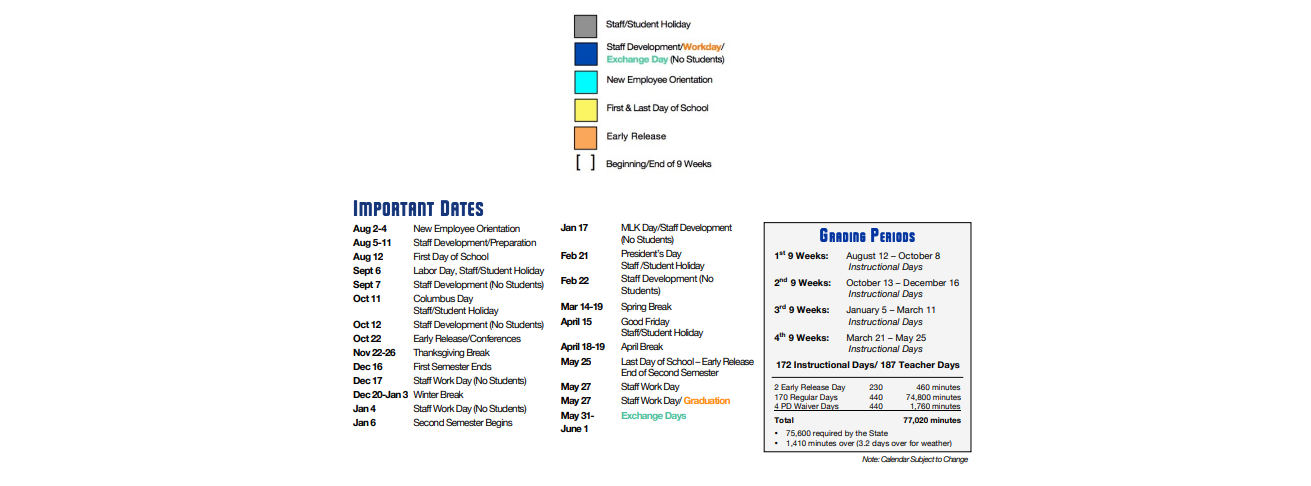 District School Academic Calendar Key for Lago Vista Elementary School