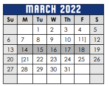 District School Academic Calendar for Lago Vista Elementary School for March 2022