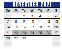 District School Academic Calendar for Lago Vista Middle School for November 2021