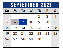 District School Academic Calendar for Lago Vista Elementary School for September 2021