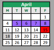 District School Academic Calendar for Shady Shores El for April 2022