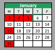 District School Academic Calendar for Denton Co J J A E P for January 2022