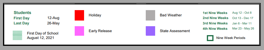 District School Academic Calendar Key for Shady Shores El