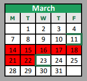 District School Academic Calendar for Shady Shores El for March 2022