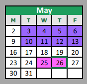 District School Academic Calendar for Lake Dallas Middle for May 2022