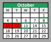 District School Academic Calendar for Corinth Elementary for October 2021