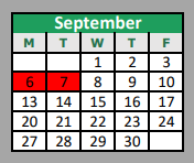 District School Academic Calendar for Lake Dallas Middle for September 2021
