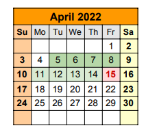 District School Academic Calendar for Serene Hills Elementary for April 2022