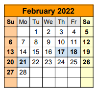District School Academic Calendar for Hudson Bend Middle for February 2022