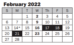 District School Academic Calendar for Robert Frost Elementary for February 2022
