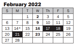 District School Academic Calendar for Evergreen Junior High for February 2022