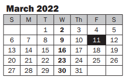 District School Academic Calendar for Stella Schola for March 2022