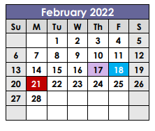 District School Academic Calendar for Tadpole Lrn Ctr for February 2022