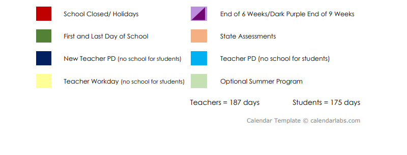 District School Academic Calendar Key for Tadpole Lrn Ctr