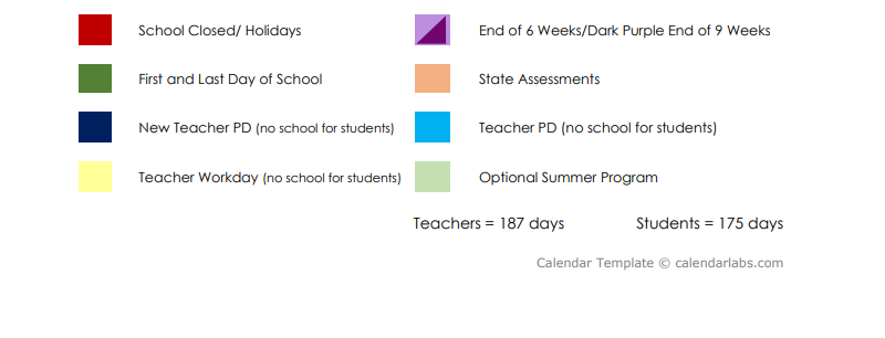 District School Academic Calendar Key for Effie Morris El