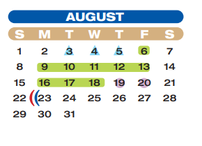 District School Academic Calendar for Jackson Elementary for August 2021