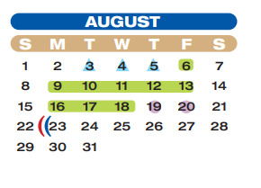 District School Academic Calendar for Alternative Learning Center for August 2021