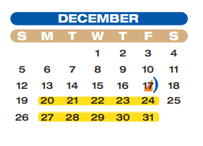 District School Academic Calendar for William Velasquez for December 2021