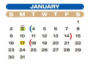 District School Academic Calendar for William Velasquez for January 2022