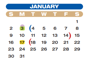 District School Academic Calendar for Pink Elementary for January 2022