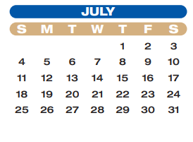 District School Academic Calendar for Briscoe Junior High for July 2021