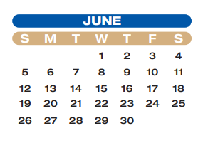 District School Academic Calendar for Wessendorff Middle for June 2022