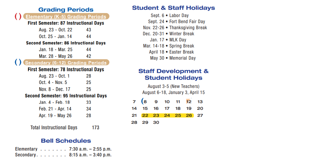 District School Academic Calendar Key for Hutchison Elementary