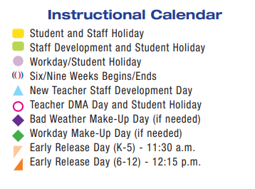 District School Academic Calendar Legend for Travis Elementary