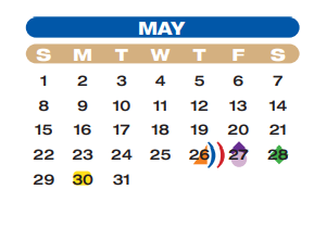 District School Academic Calendar for Juvenile Detent Ctr for May 2022