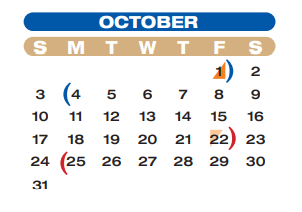 District School Academic Calendar for Beasley Elementary for October 2021