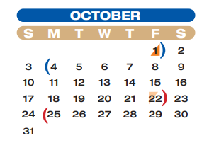 District School Academic Calendar for Travis Elementary for October 2021