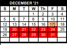 District School Academic Calendar for Lamesa High School for December 2021