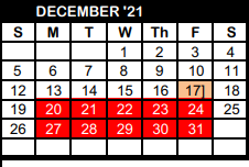 District School Academic Calendar for South El for December 2021