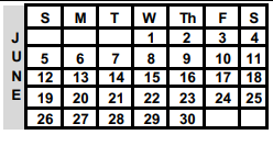 District School Academic Calendar for North El for June 2022