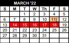 District School Academic Calendar for Lamesa High School for March 2022