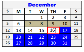 District School Academic Calendar for Lampasas H S for December 2021