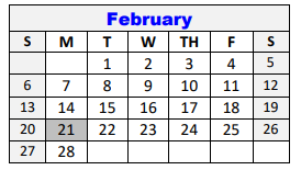 District School Academic Calendar for Hanna Springs Int for February 2022