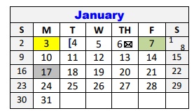 District School Academic Calendar for Hanna Springs Int for January 2022