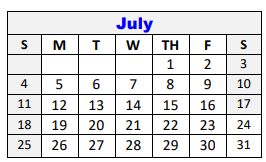 District School Academic Calendar for Kline Whitis Elementary for July 2021