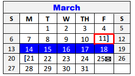 District School Academic Calendar for Hanna Springs Int for March 2022