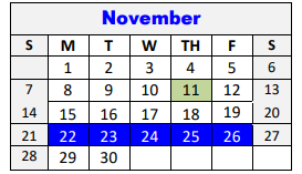 District School Academic Calendar for Lampasas H S for November 2021