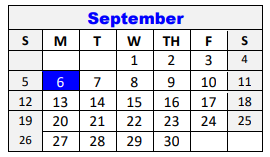 District School Academic Calendar for Lampasas H S for September 2021