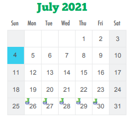 District School Academic Calendar for Pierce Elementary School for July 2021