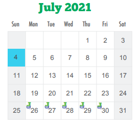 District School Academic Calendar for F S Lara Academy for July 2021