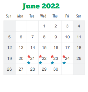 District School Academic Calendar for F S Lara Academy for June 2022