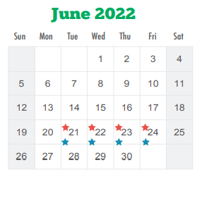 District School Academic Calendar for Bruni Elementary School for June 2022