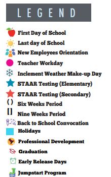 District School Academic Calendar Legend for Early College High School