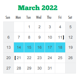 District School Academic Calendar for Christen Middle School for March 2022