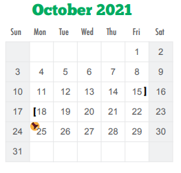 District School Academic Calendar for H B Zachry Elementary School for October 2021